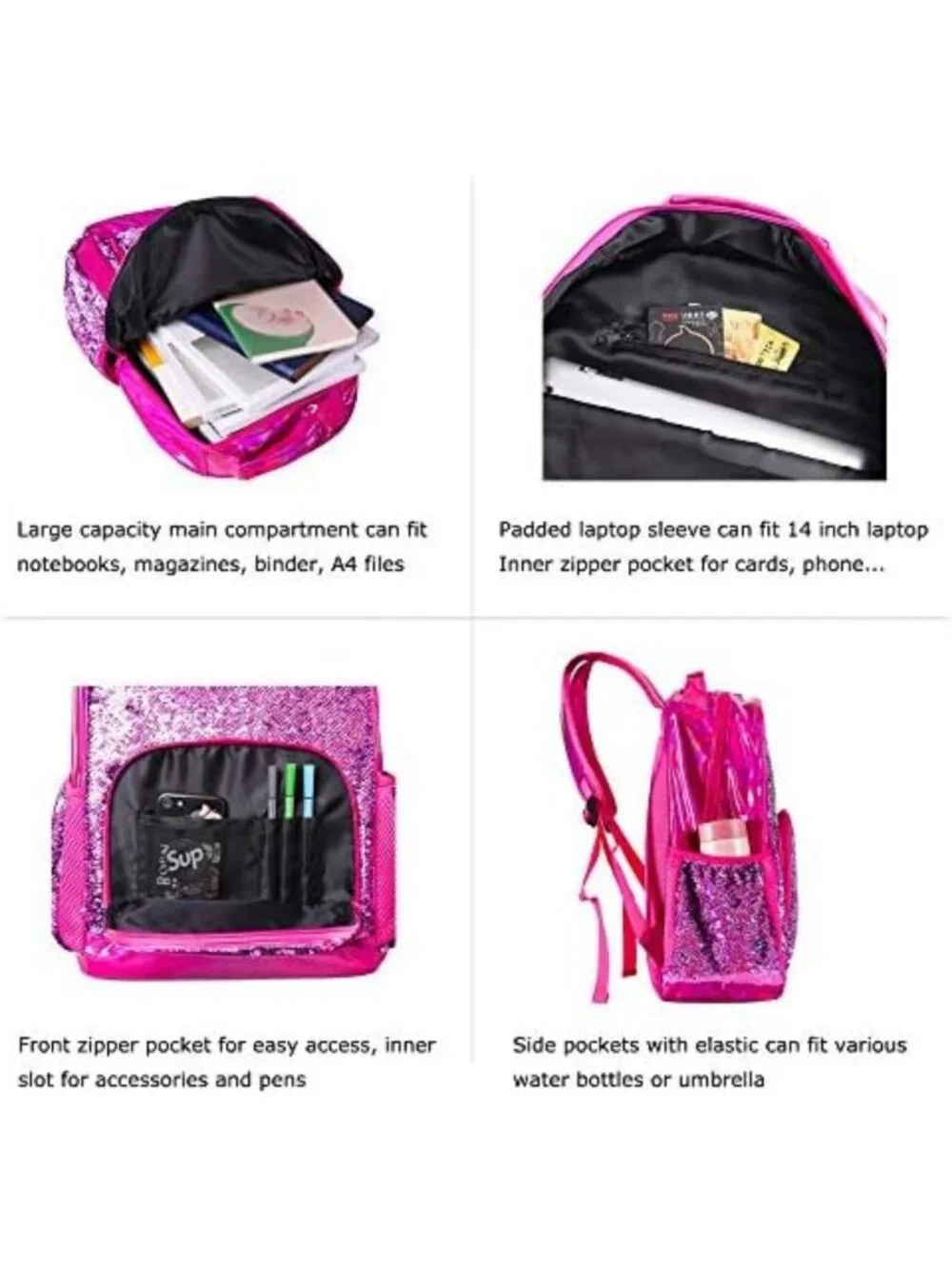 Holographic Sequin Backpack for Girls | Flip Sequin School Bookbag for Kids